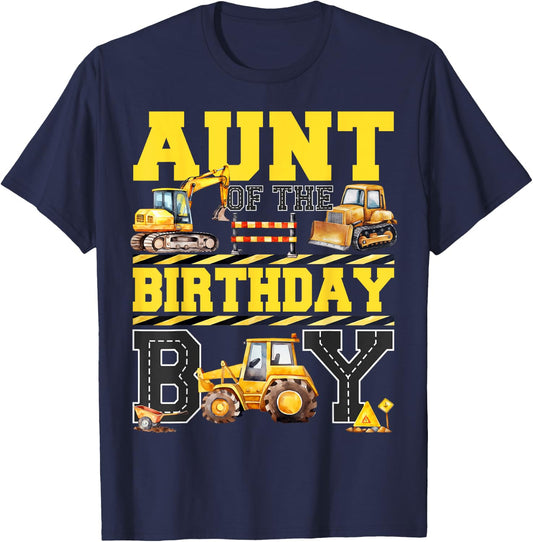 Aunt Of The Birthday Digger for Boy Excavator Builder Bday T-Shirt - T-Shirt | Navy