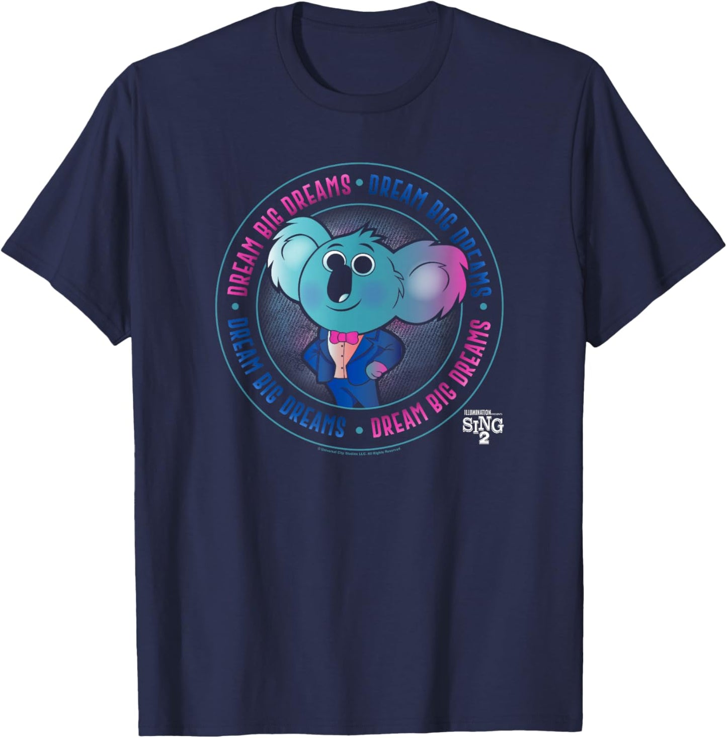 Sing 2 Buster Moon Dream Big Dreams Circle Badge T-Shirt - T-Shirt | Navy