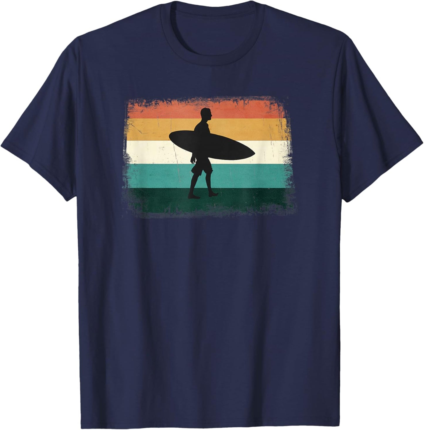 Retro Sunset Surfer - Vintage Surfing/Beach/Sun & Surf T-Shirt - T-Shirt | Navy
