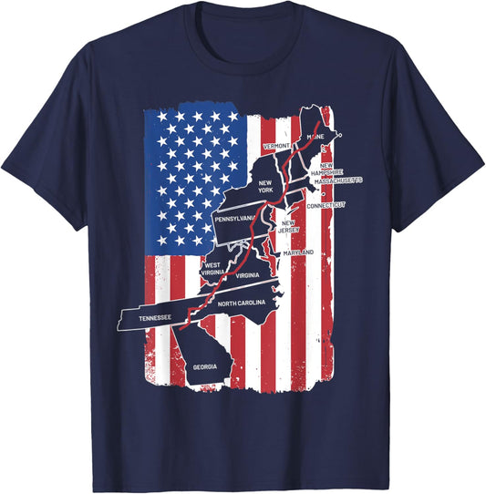 Appalachian Trail Map US Flag T-Shirt - T-Shirt | Navy