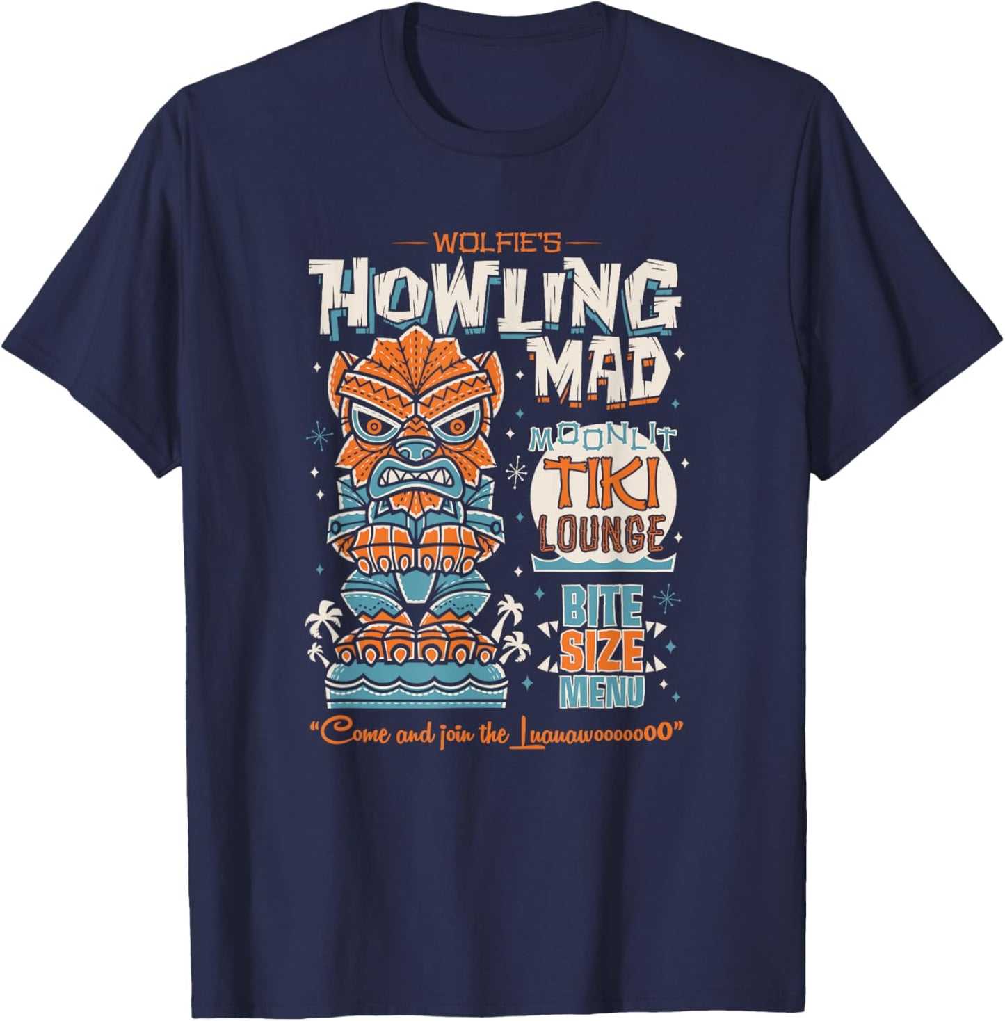 Wolf Man Creepy Cute Tiki Lounge - Vacation Surf Monster T-Shirt - T-Shirt | Navy