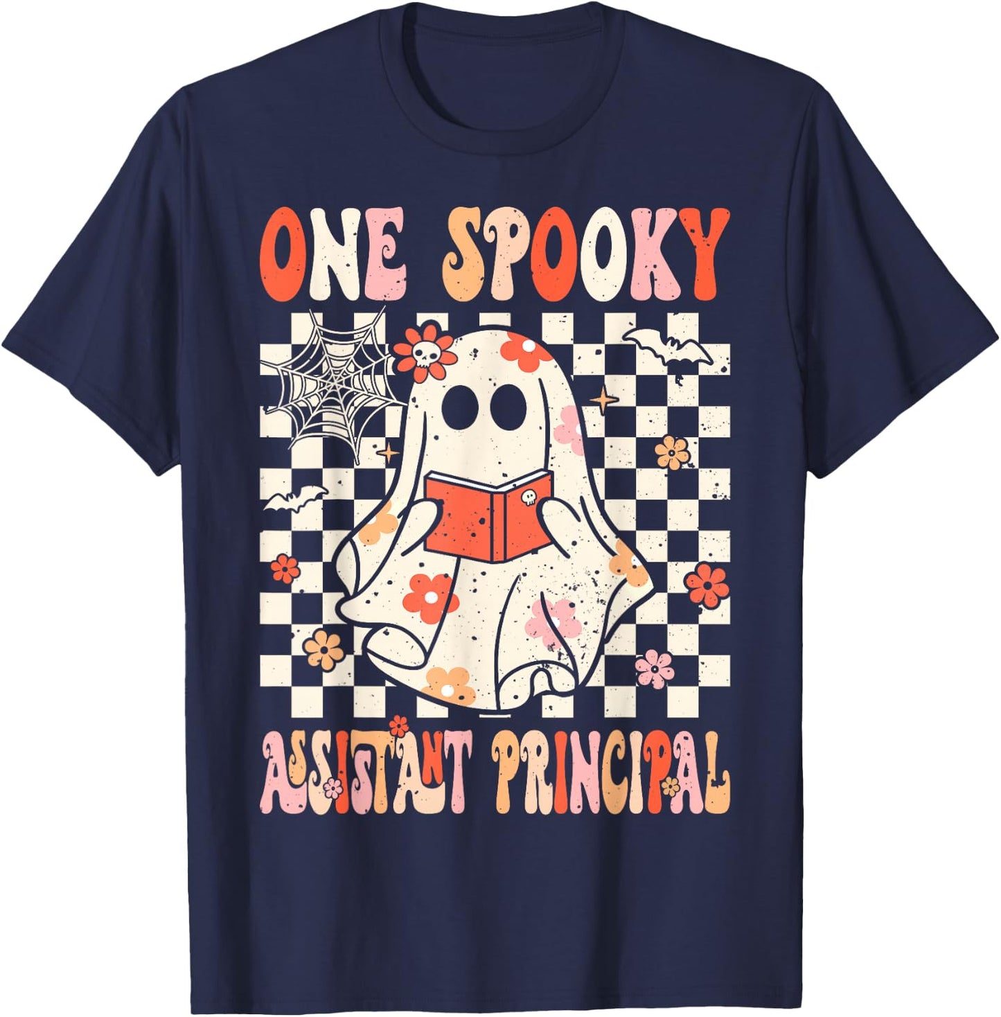 Groovy Boo Assistant Principal Crew Ghost Women Halloween T-Shirt - T-Shirt | Navy