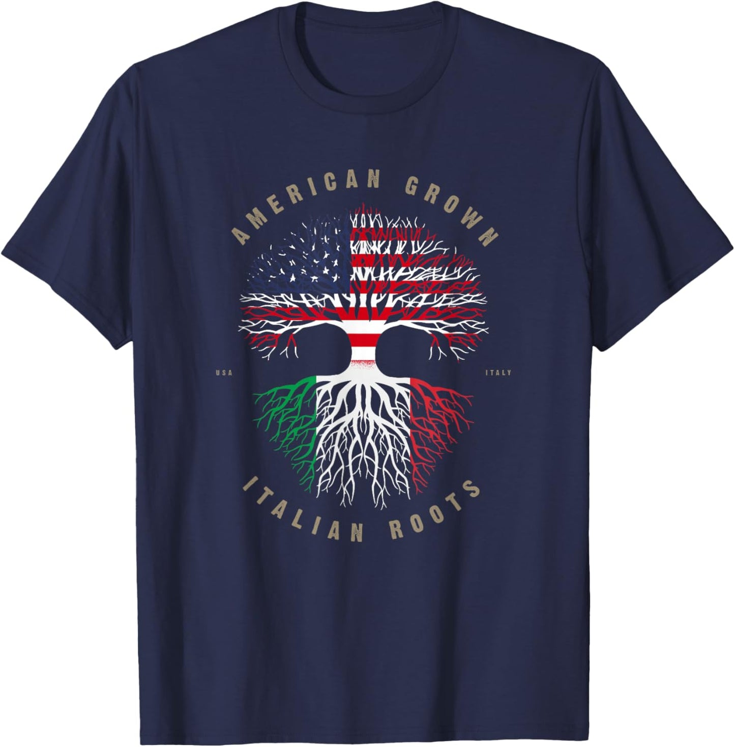 American Grown Italian Roots Italy Flag T-Shirt - T-Shirt | Navy