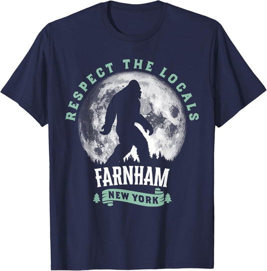Farnham New York Respect The Locals Bigfoot Night Stroll T-Shirt - T-Shirt | Navy