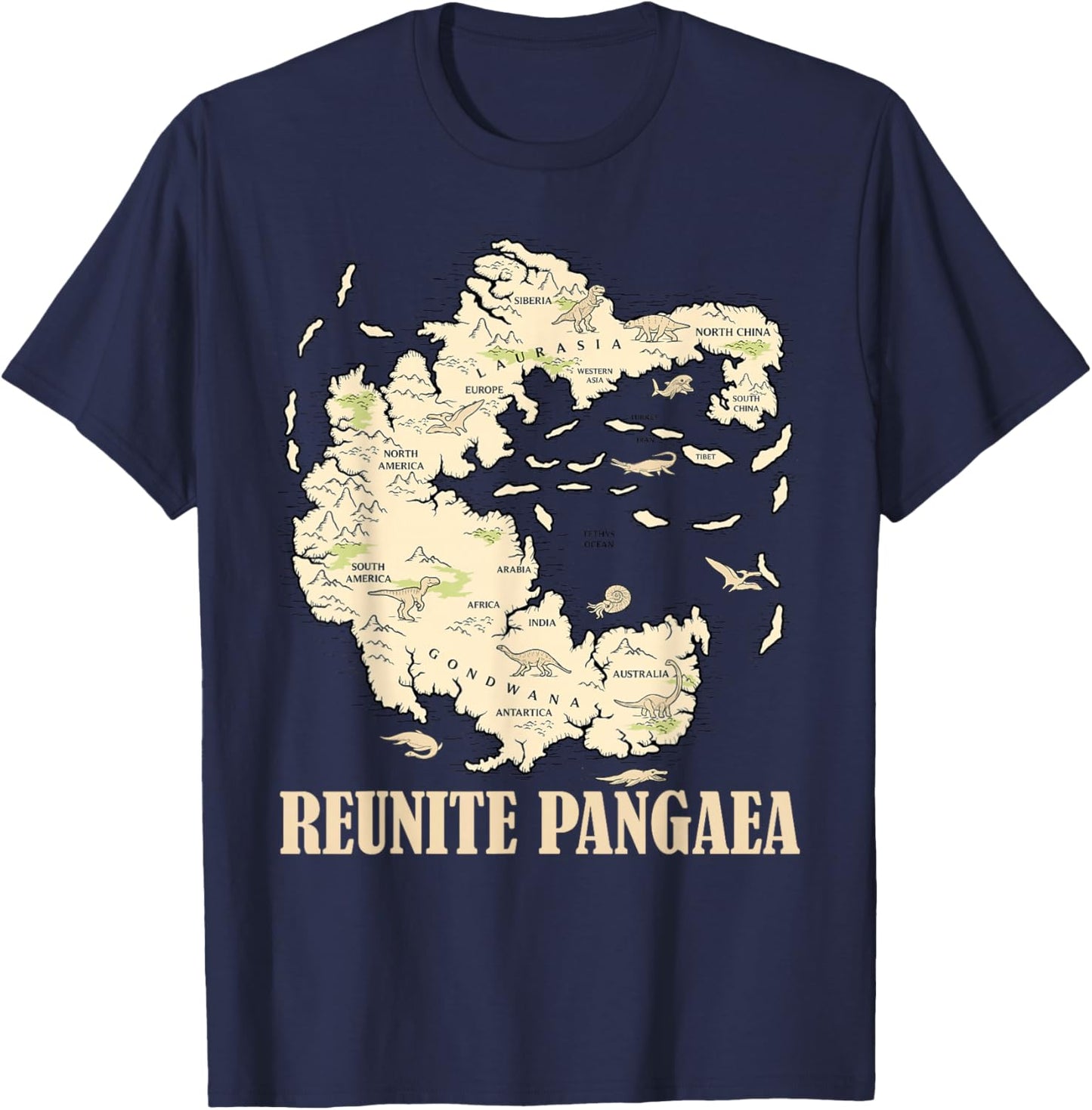 Reunion Pangaea World Map History Geology T-Shirt - T-Shirt | Navy