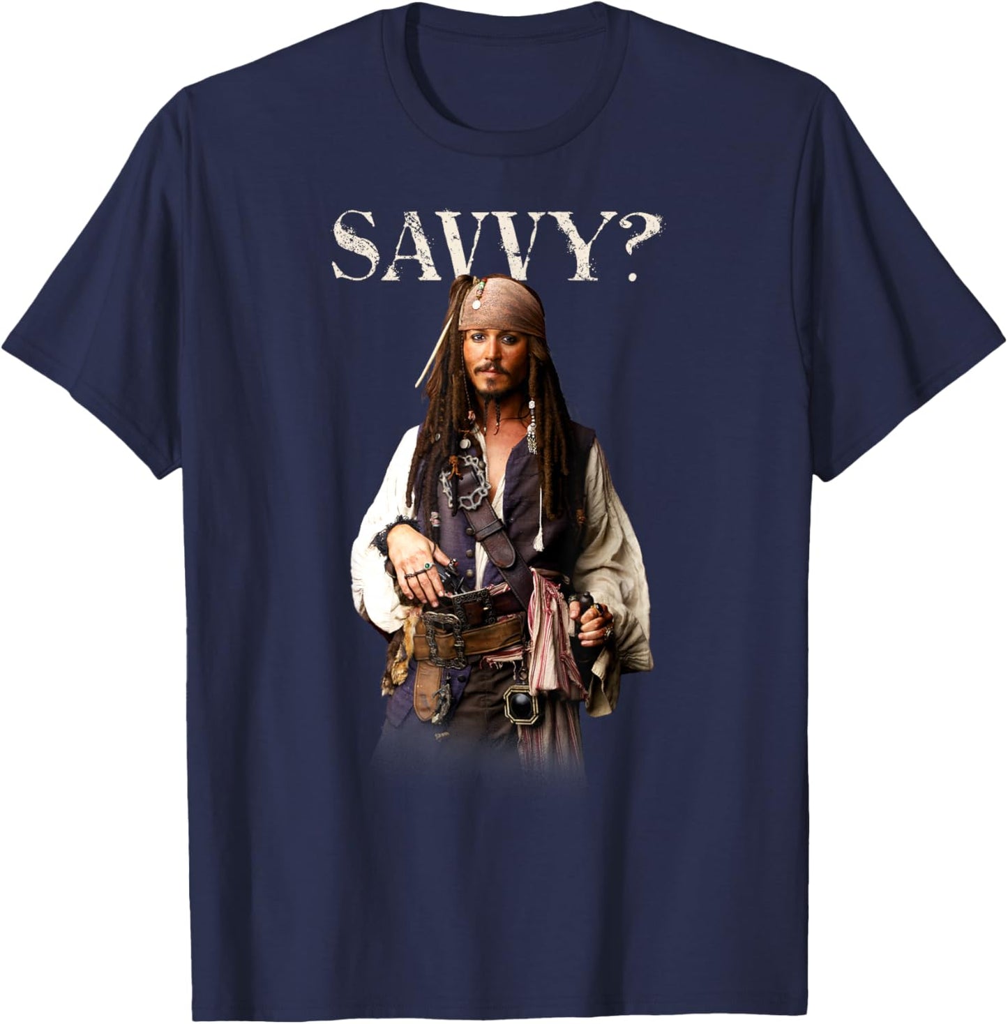 Disney Pirates of the Caribbean Captain Jack Savvy? T-Shirt - T-Shirt | Navy