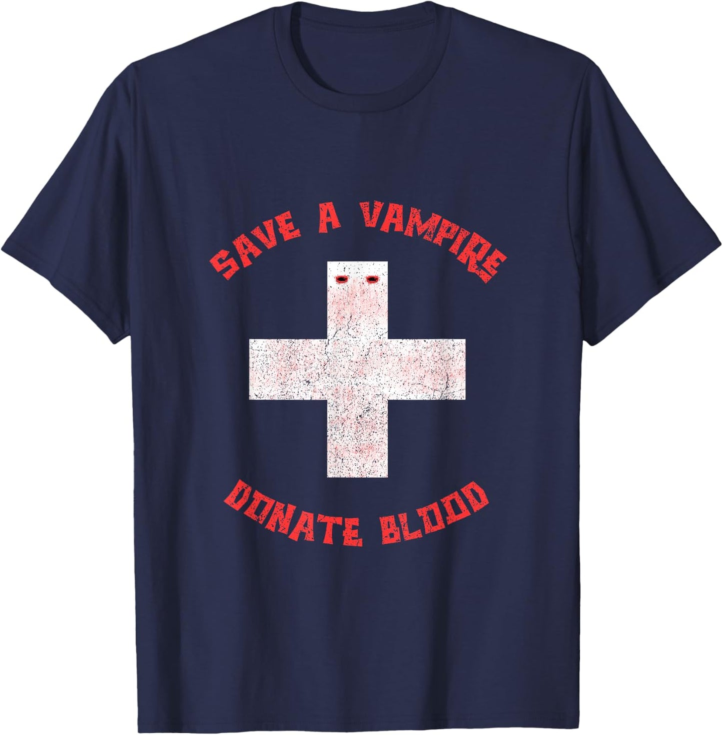 Save A Vampire Donate Blood Funny Halloween T-Shirt - T-Shirt | Navy