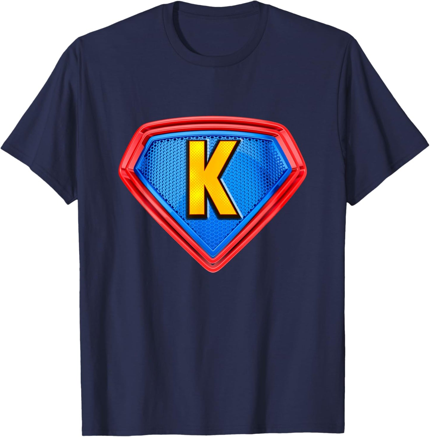 Cool Super K Alphabet Cute Initial Monogram Letter K Graphic T-Shirt - T-Shirt | Navy