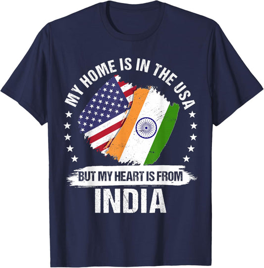 American Patriot India Flag American Indian Roots T-Shirt - T-Shirt | Navy