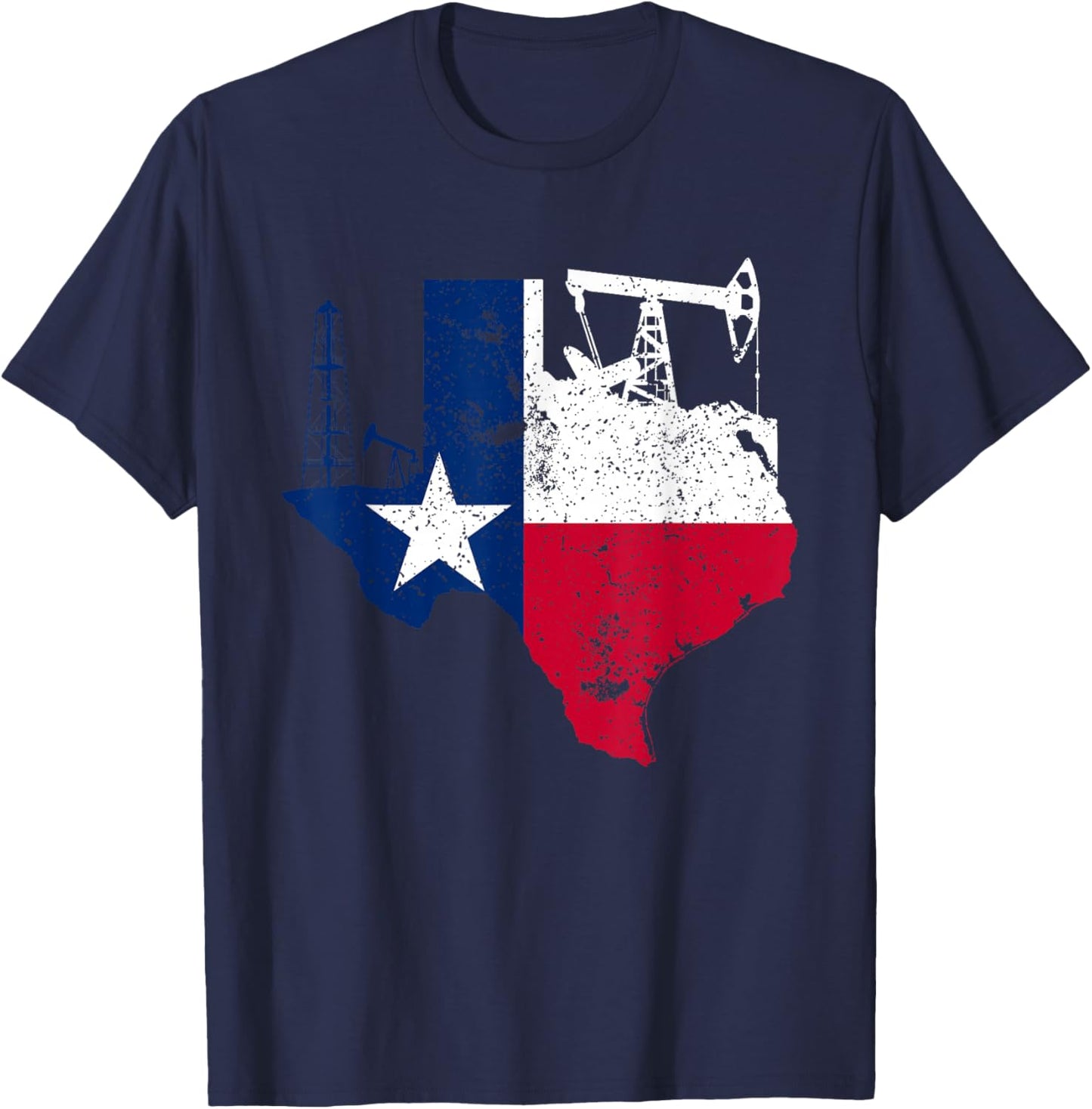 Patriotic Oilfield Worker Oilman Oil Rig Drilling Texas T-Shirt - T-Shirt | Navy