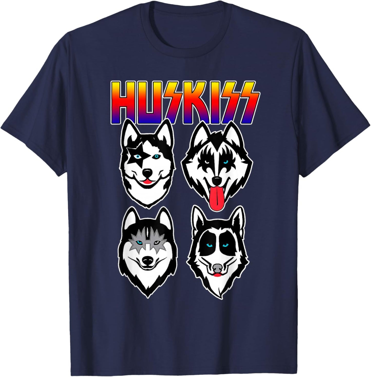 Huskiss Funny Dogs Puppy Rock Rockin Gift Husky Lover T-Shirt - T-Shirt | Navy