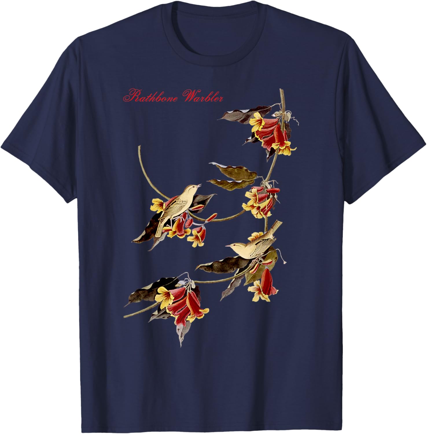 Audubon Rathbone Warbler North American Birds Education T-Shirt - T-Shirt | Navy