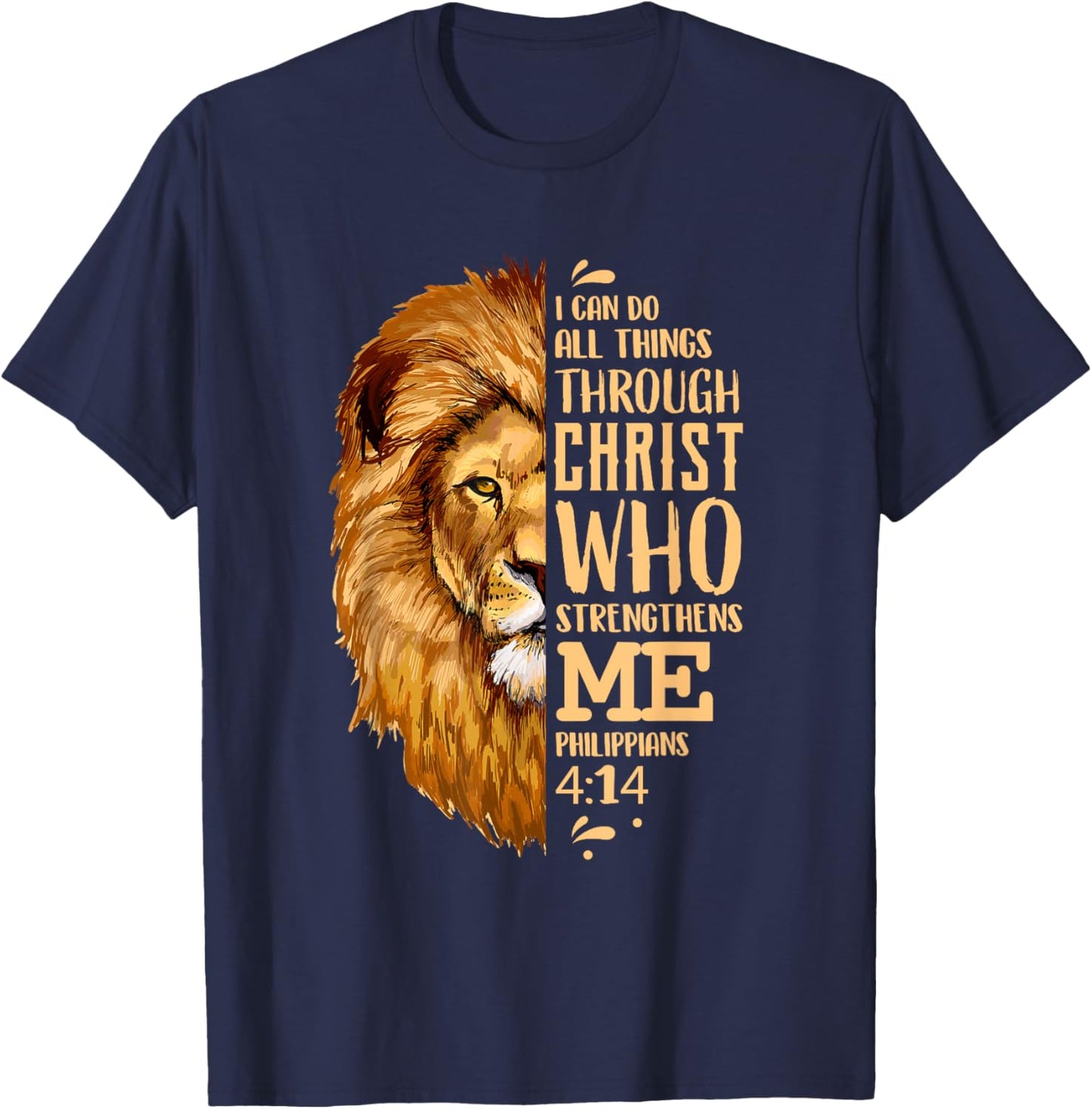 Philippians 4:13 Shirt Christian Shirts Lion Judah T-Shirt - T-Shirt | Navy
