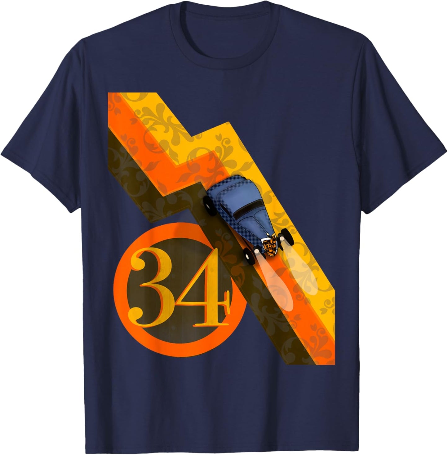 lensesandwheels 1934 Hot Rod Coupe Racing Number 34 T-Shirt - T-Shirt | Navy