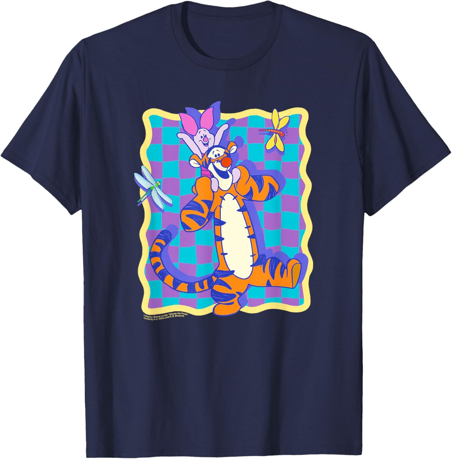 Disney Winnie The Pooh Tigger & Piglet Retro Poster T-Shirt - T-Shirt | Navy