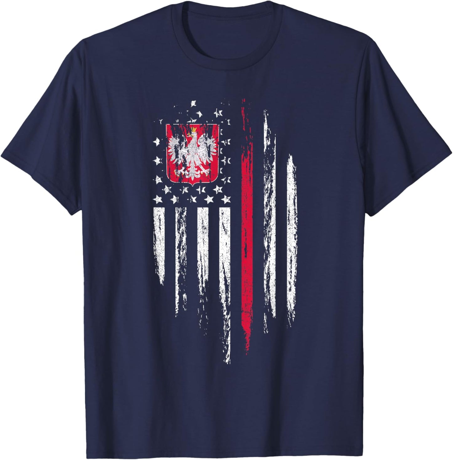 Polish American Flag Combo Poland USA Polska Patriotic Gift T-Shirt - T-Shirt | Navy