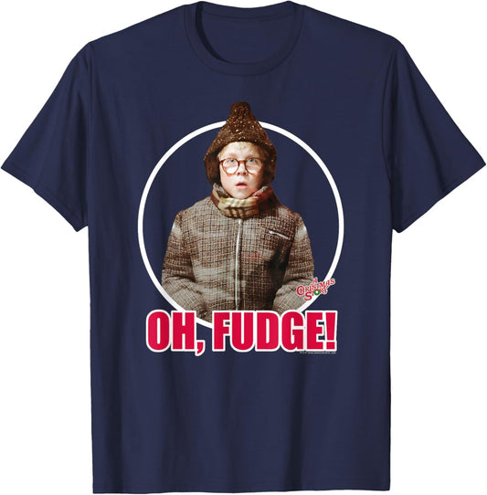 A Christmas Story Ralphie Photo Oh Fudge Funny Holiday T-Shirt - T-Shirt | Navy