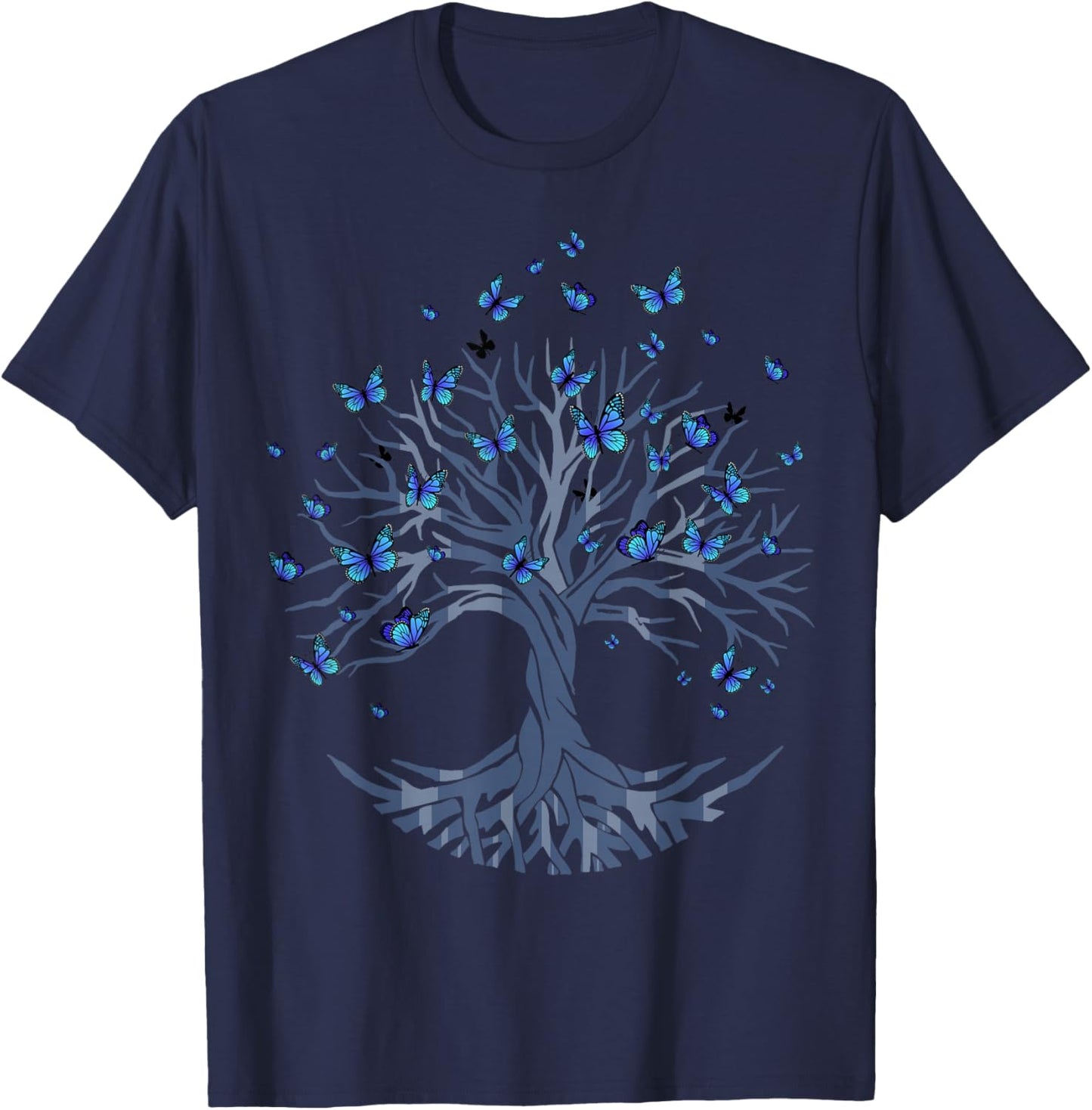 Butterfly Tree Beautiful Animal Butterflies Tree Nature T-Shirt - T-Shirt | Navy