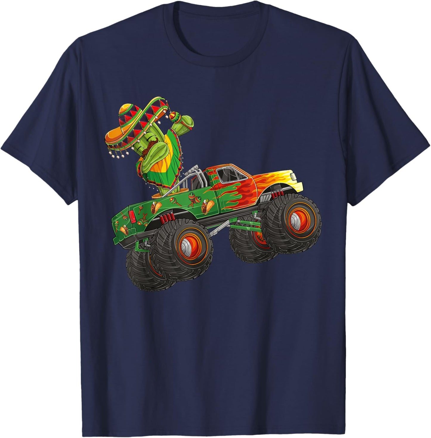 Dabbing Cactus Cinco De Mayo Monster Truck Boys Kids girls T-Shirt - T-Shirt | Navy