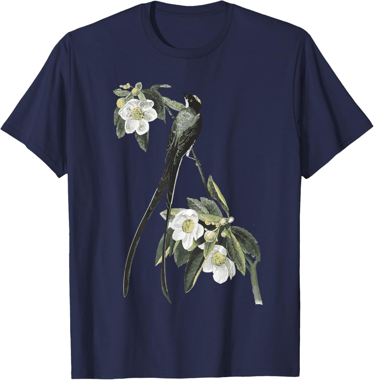 Fork Tailed Flycatcher Scissortail Garden Flower Bird Lover T-Shirt - T-Shirt | Navy