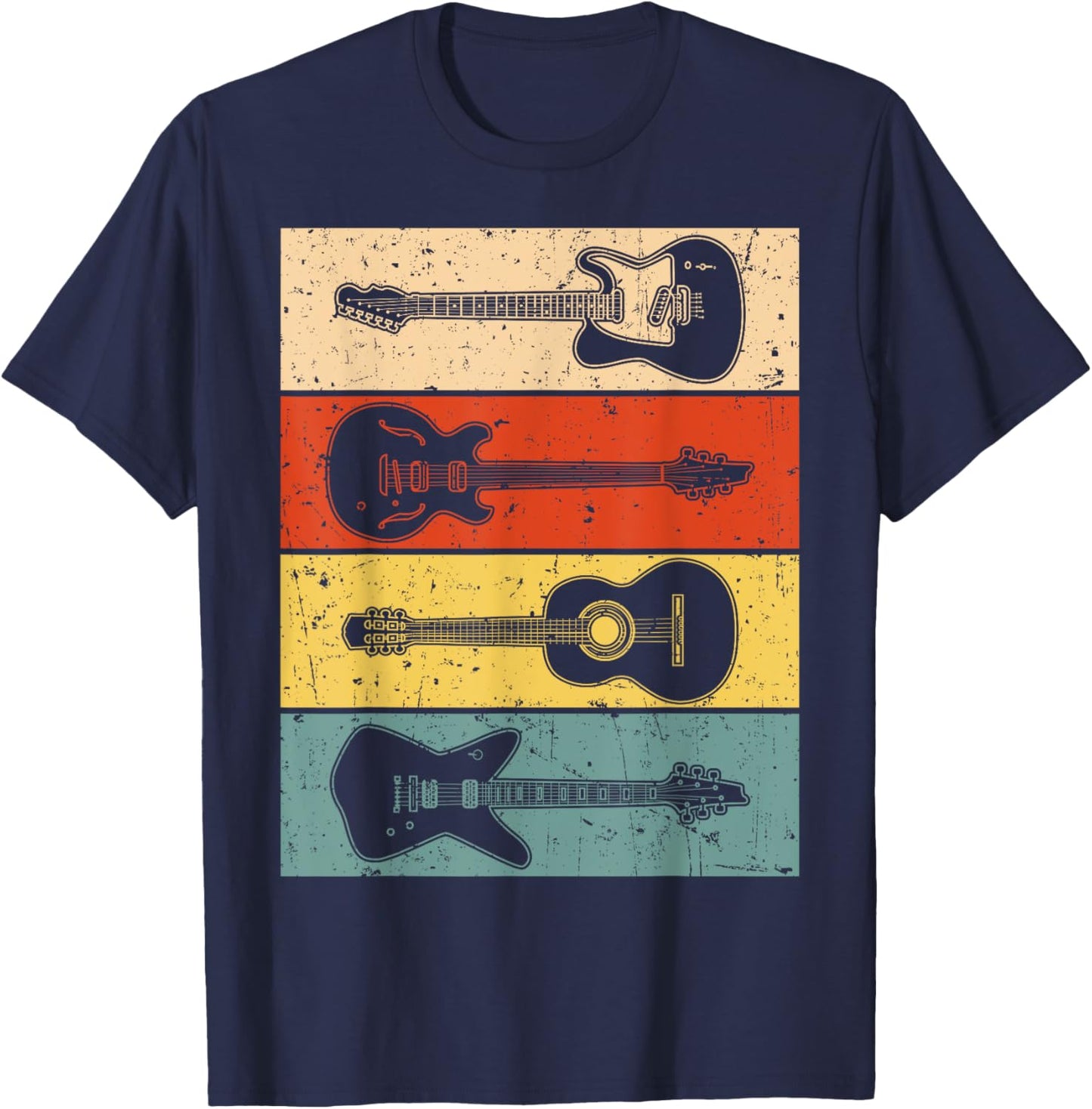 Cool Guitar Women Vintage Guitar Lovers Guitarist T-Shirt - T-Shirt | Navy