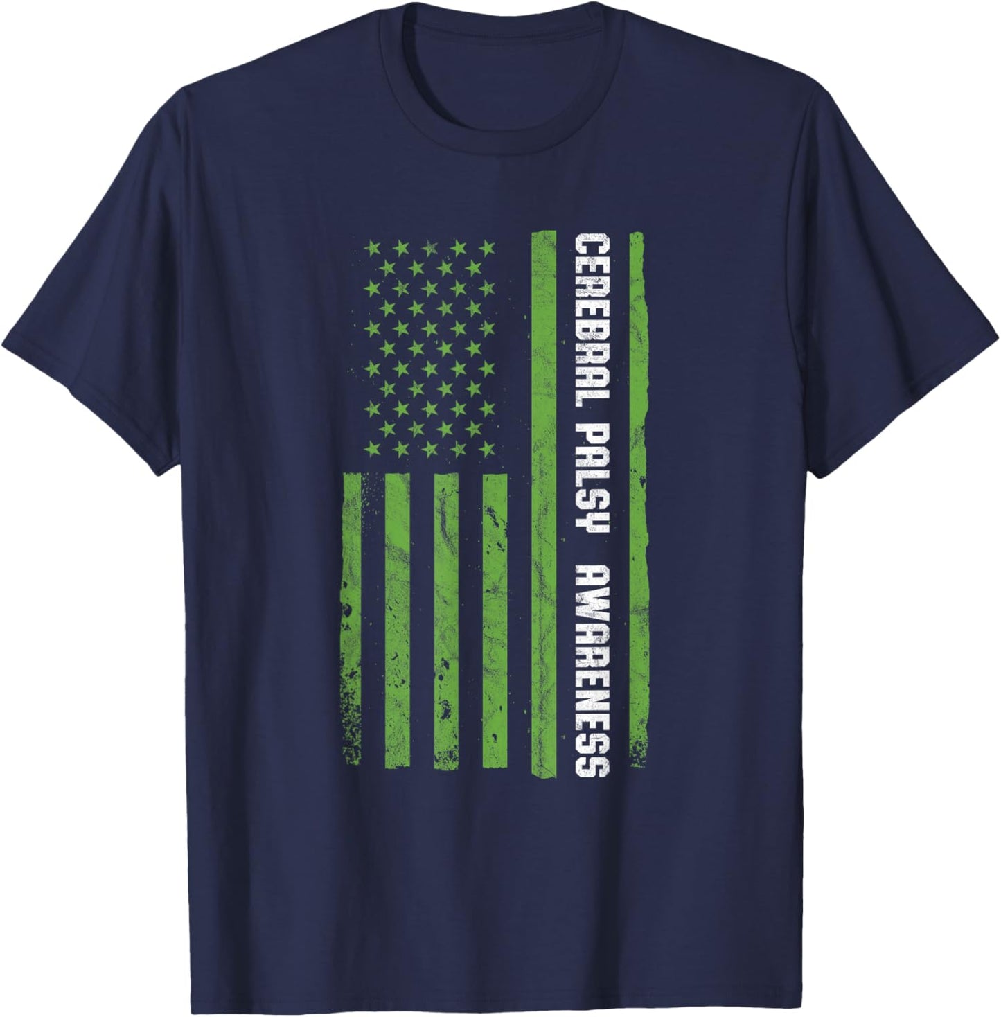 Cerebral Palsy Awareness Month American Flag CP T-Shirt - T-Shirt | Navy
