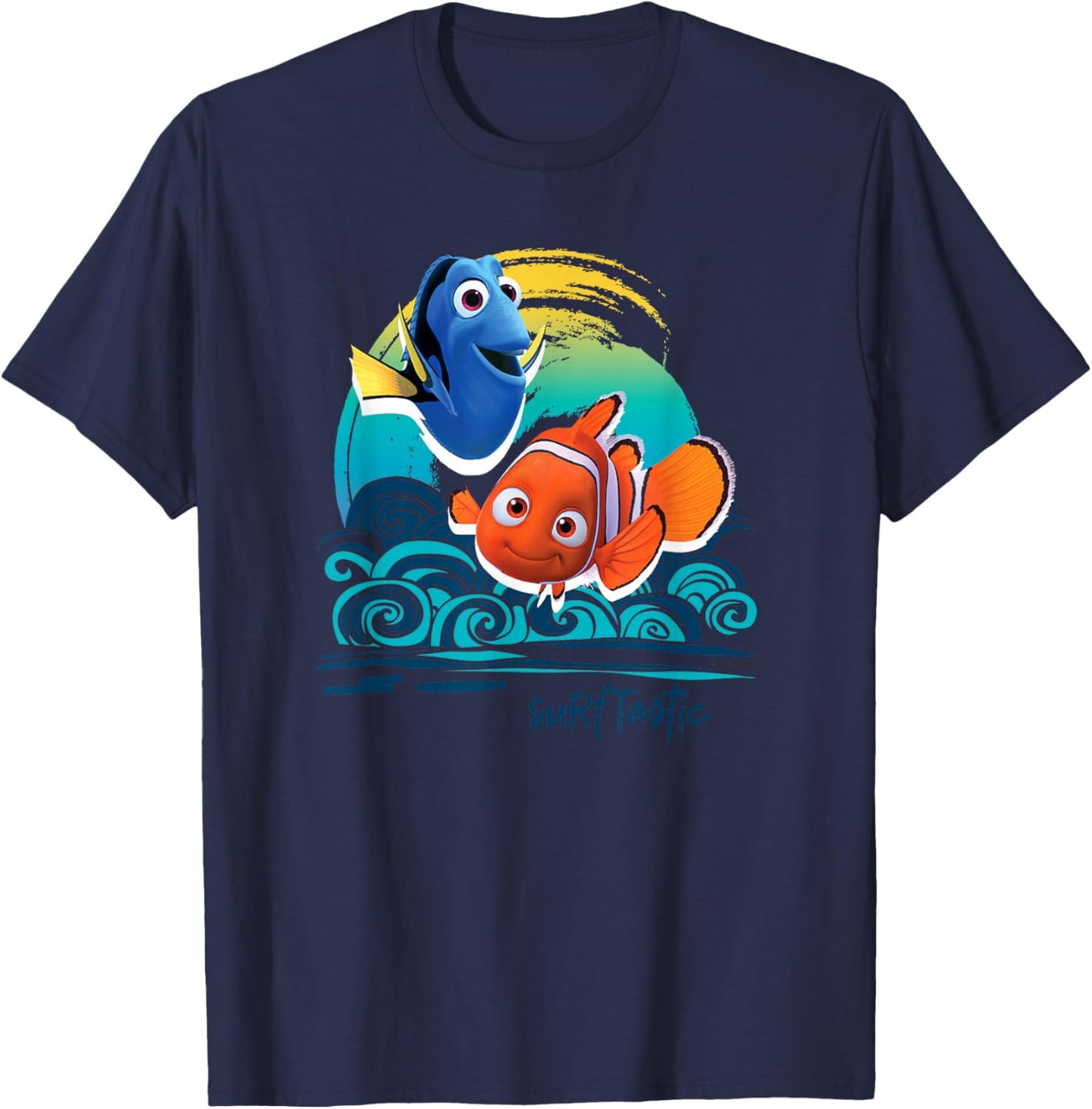 Disney Pixar Finding Nemo Surf-Tastic with Nemo & Dory Small T-Shirt - T-Shirt | Navy