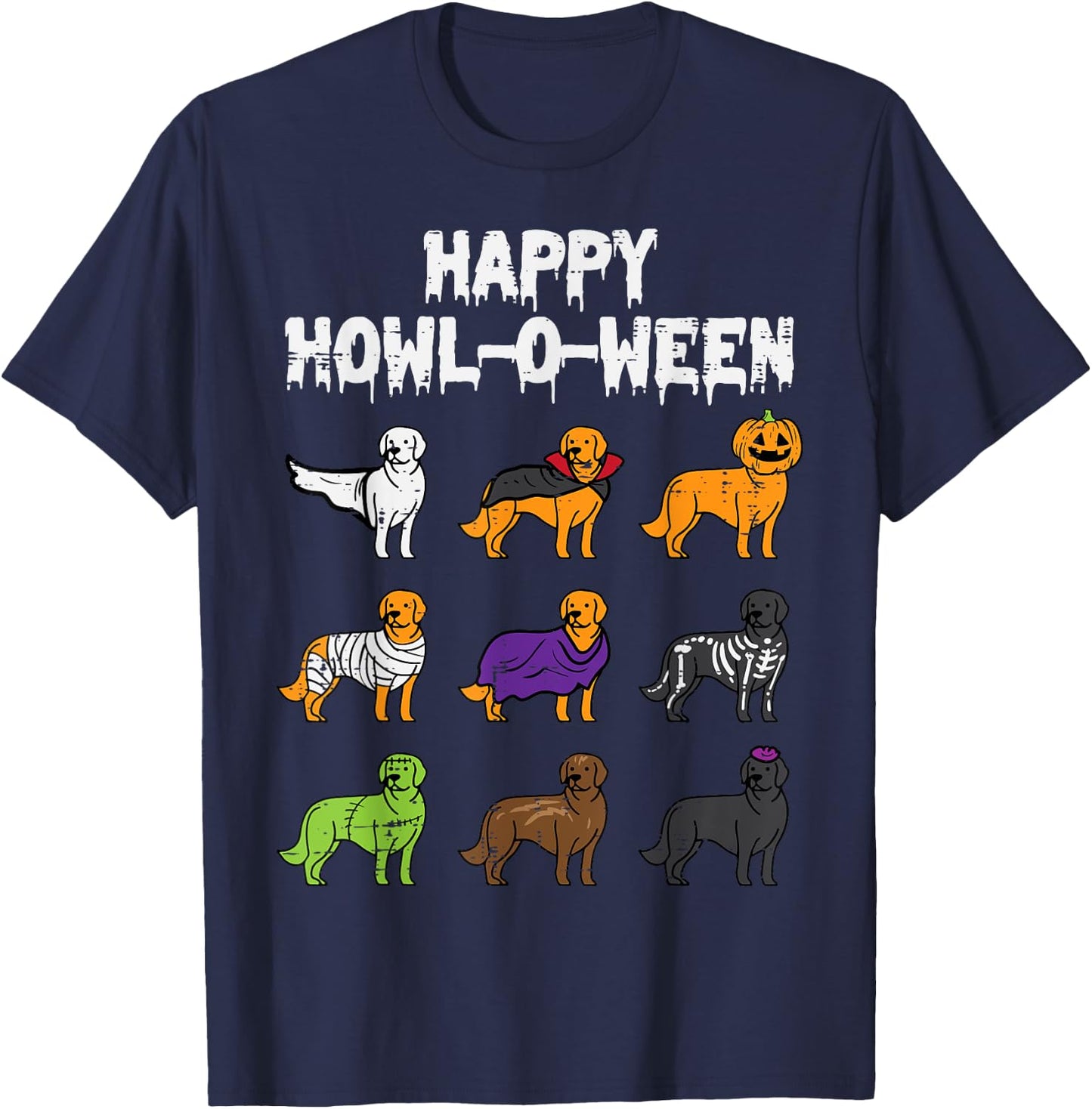 Halloween Dog Howl O Ween Golden Retriever Men Women Kids T-Shirt - T-Shirt | Navy
