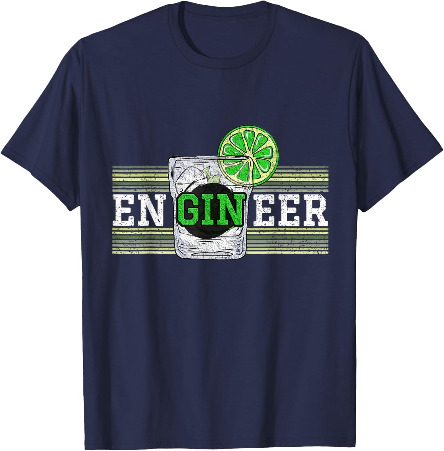 Engineer Gin "EnGinEer" Alcohol Electromechanic Profession T-Shirt - T-Shirt | Navy
