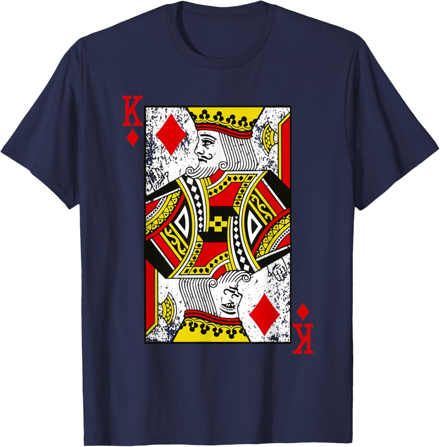 King of Diamonds Playing Card Distressed T-Shirt - T-Shirt | Navy