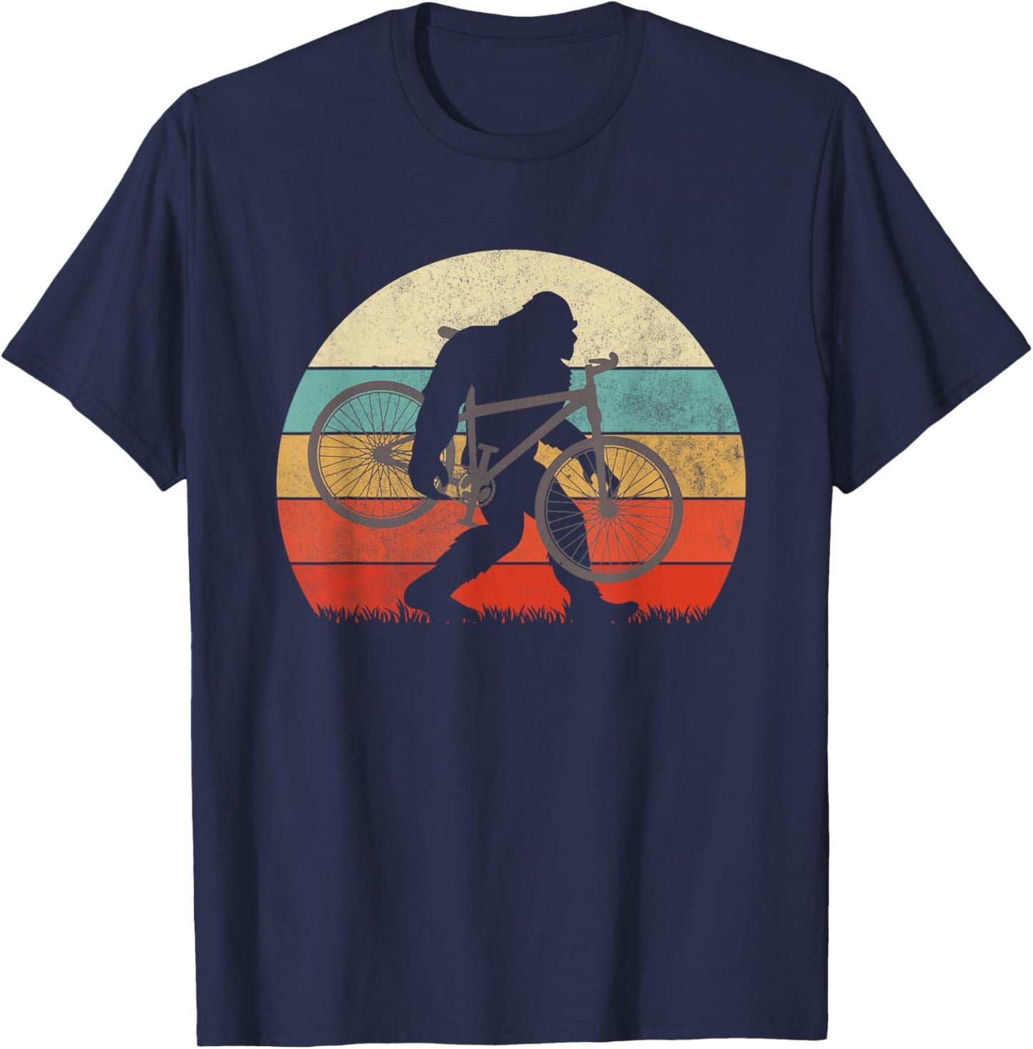 Bigfoot Mountain Bike Funny MTB Biking Cycling Sasquatch Men T-Shirt - T-Shirt | Navy