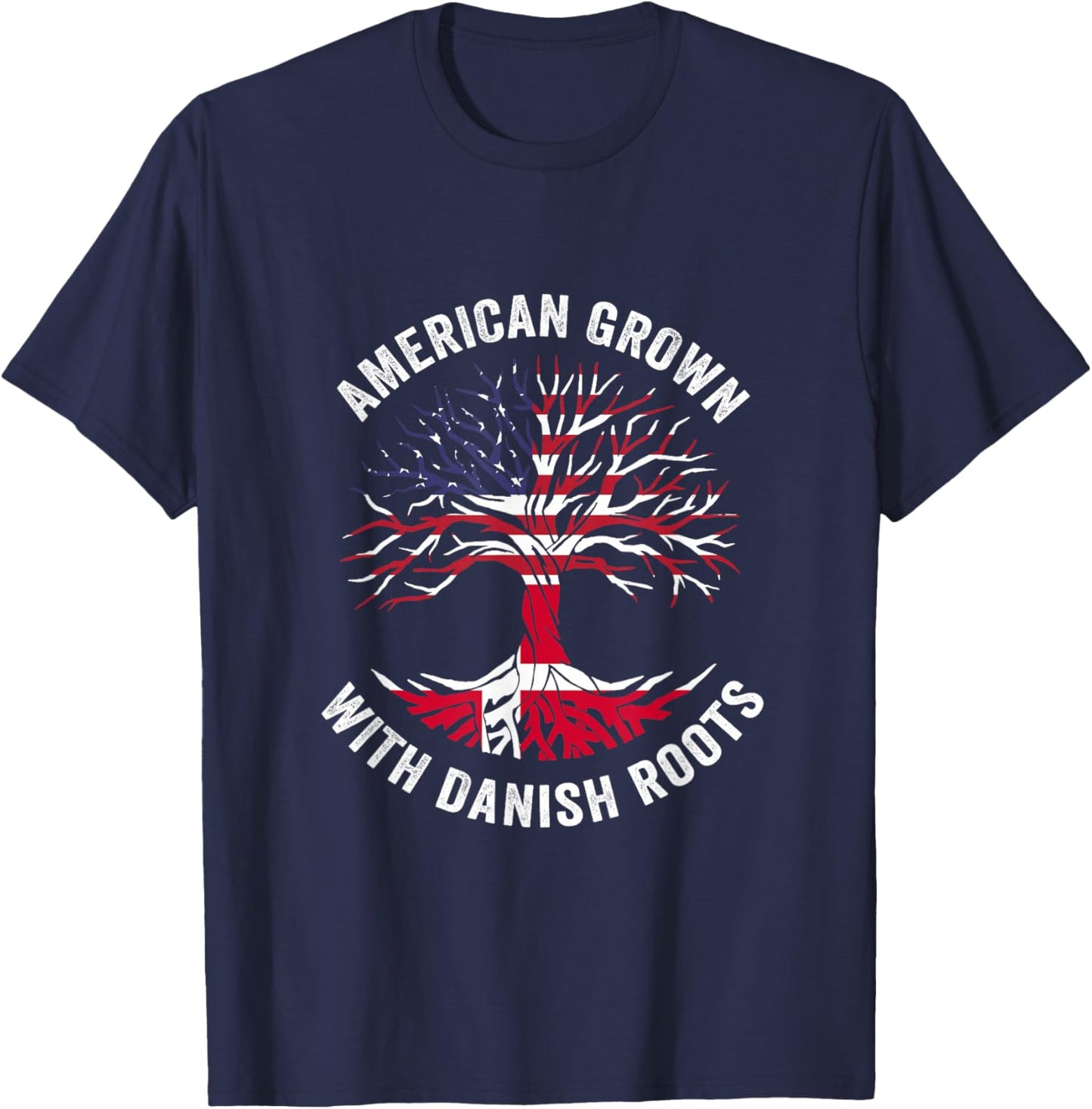 USA American Grown With Danish Roots Denmark T-Shirt - T-Shirt | Navy