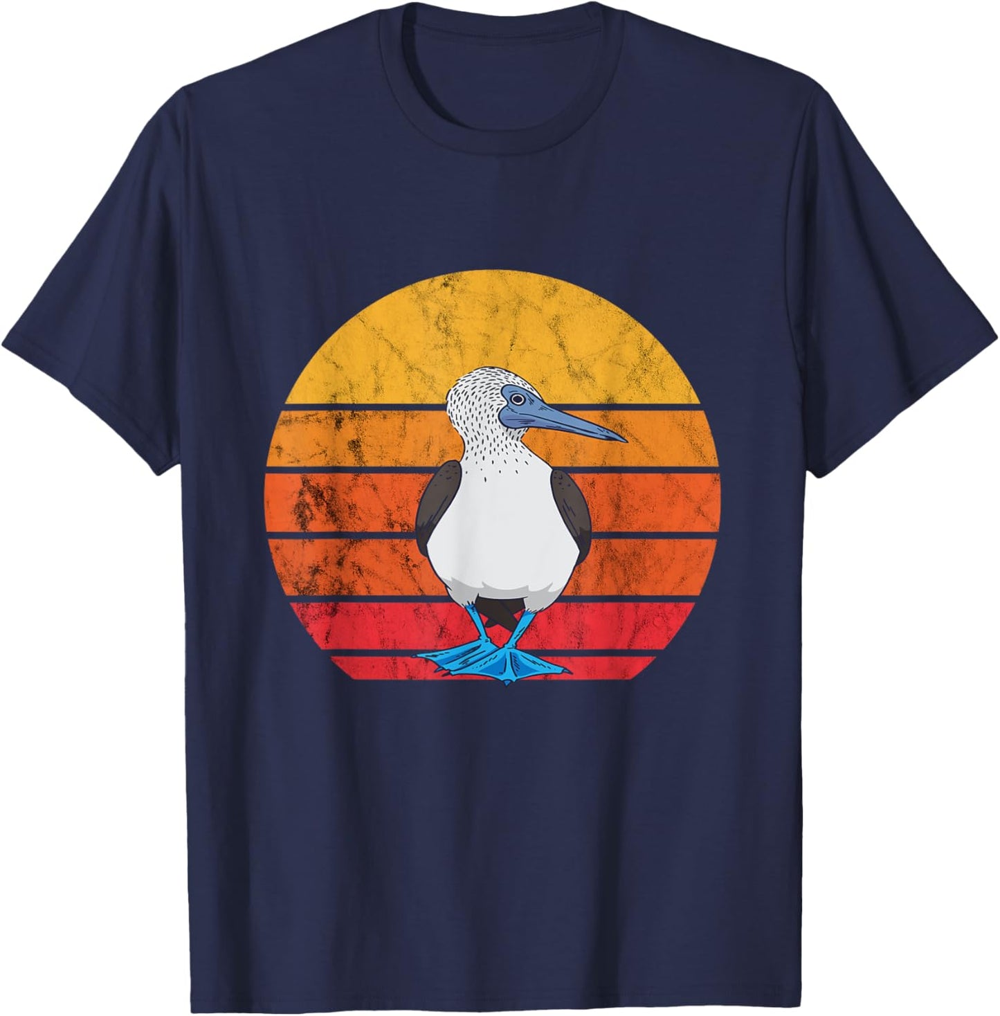 Blue Footed Boobies Tropical Sea Bird Retro Vintage Sunset T-Shirt - T-Shirt | Navy