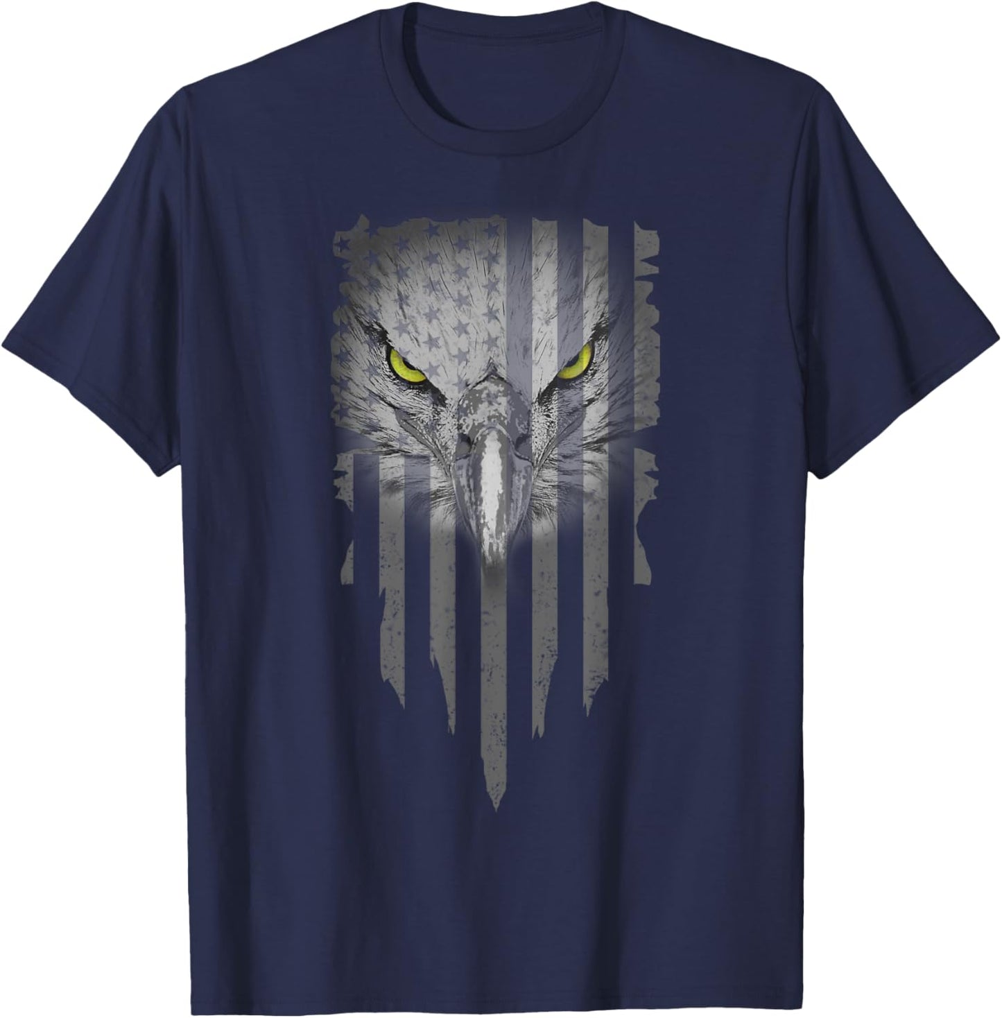 American Bald Eagle Eyes Design USA Flag Patriotic Women Girls Kids Men T-Shirt - T-Shirt | Navy