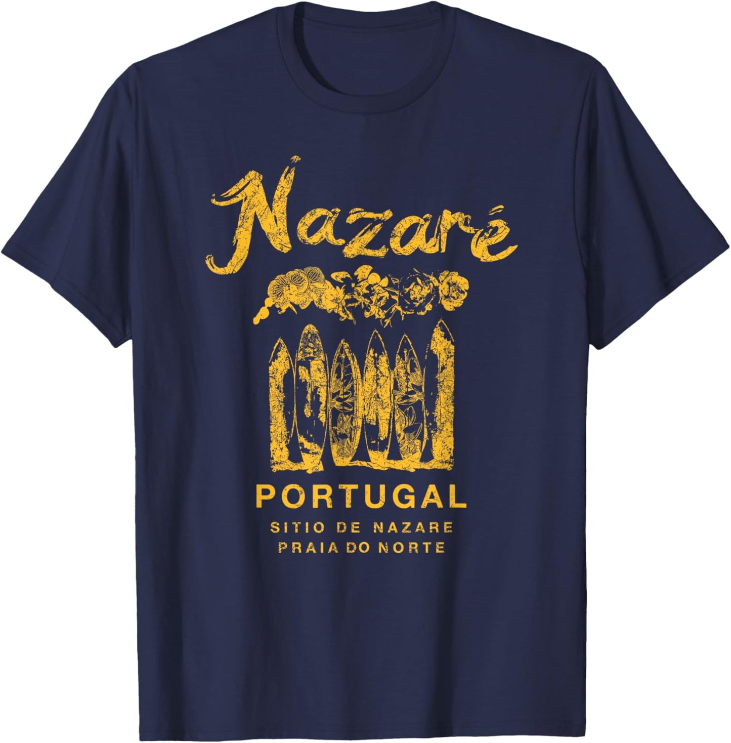 Nazare Portugal Surfing Vintage T-Shirt - T-Shirt | Navy