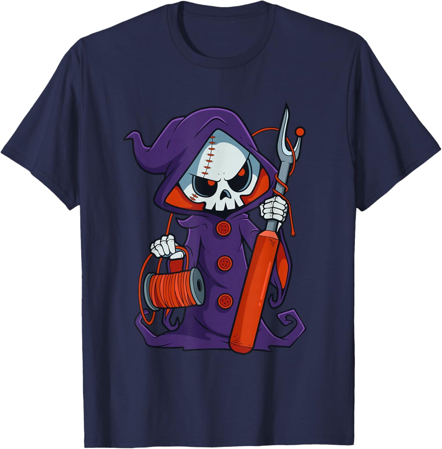 Funny Quilting Sewing Grim Reaper Seam Ripper Crafting T-Shirt - T-Shirt | Navy