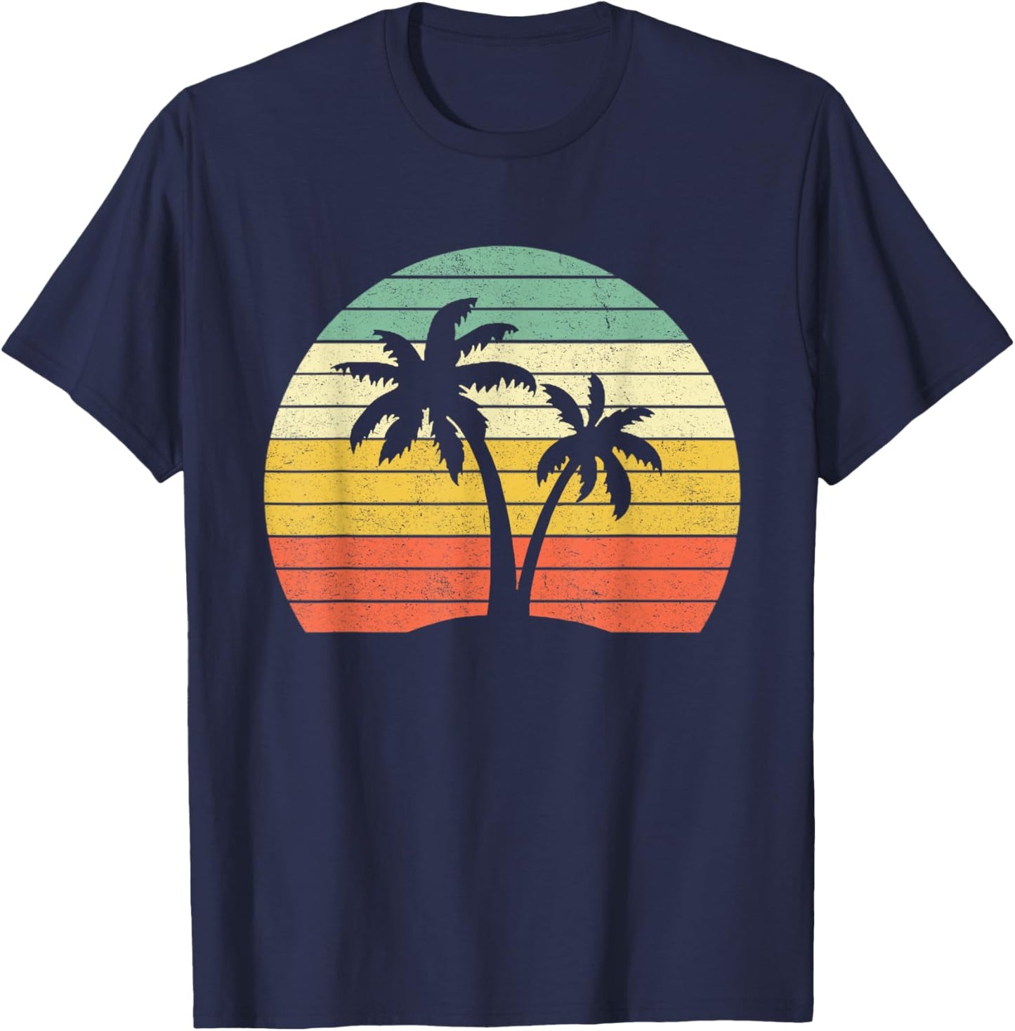 Palm Tree Retro Tropical Beach Shirt T-Shirt - T-Shirt | Navy