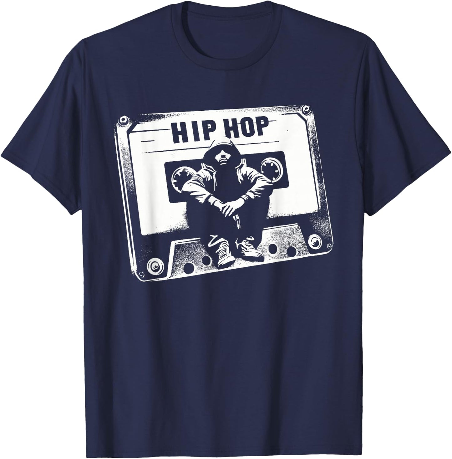 Vintage Cassette Tape Hip Hop Music 80s 90s Retro Graphic T-Shirt - T-Shirt | Navy