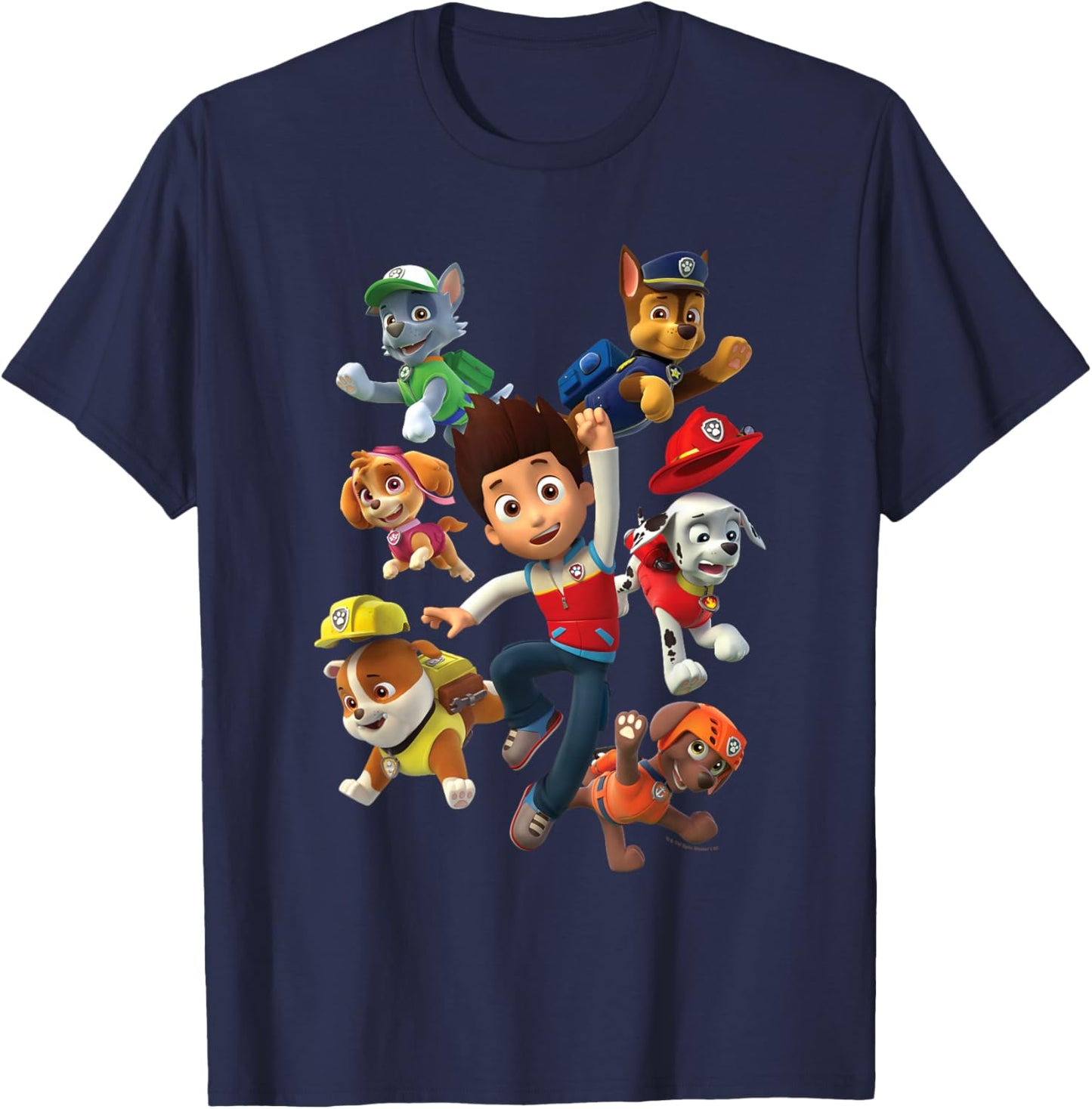Paw Patrol PAW Patrol Ryder's Pups Boys Black Cotton Polyester , Small, Short Sleeve T-Shirt - T-Shirt | Navy