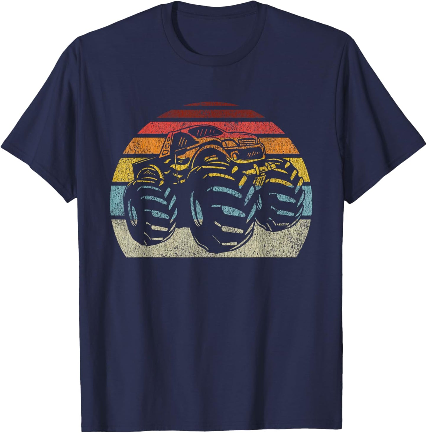 Monster Truck Vintage Retro Style Gift Men Women Boys Girls T-Shirt - T-Shirt | Navy