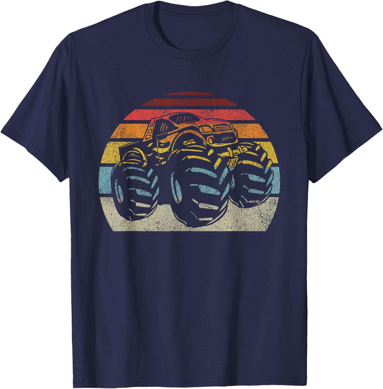 Monster Truck Vintage Retro Style Gift Men Women Boys Girls T-Shirt - T-Shirt | Navy