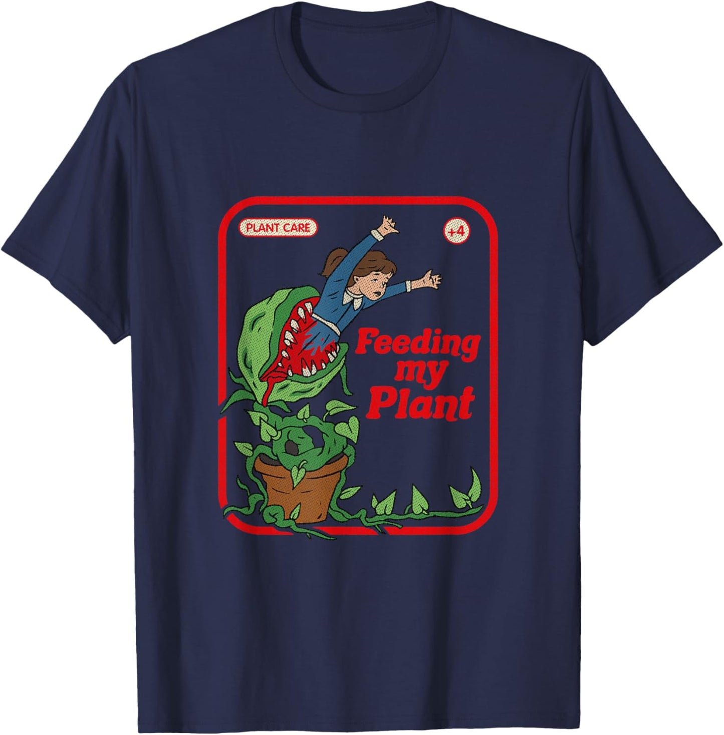 Feeding My Plant Occult Horror Goth Vintage Childgame T-Shirt - T-Shirt | Navy