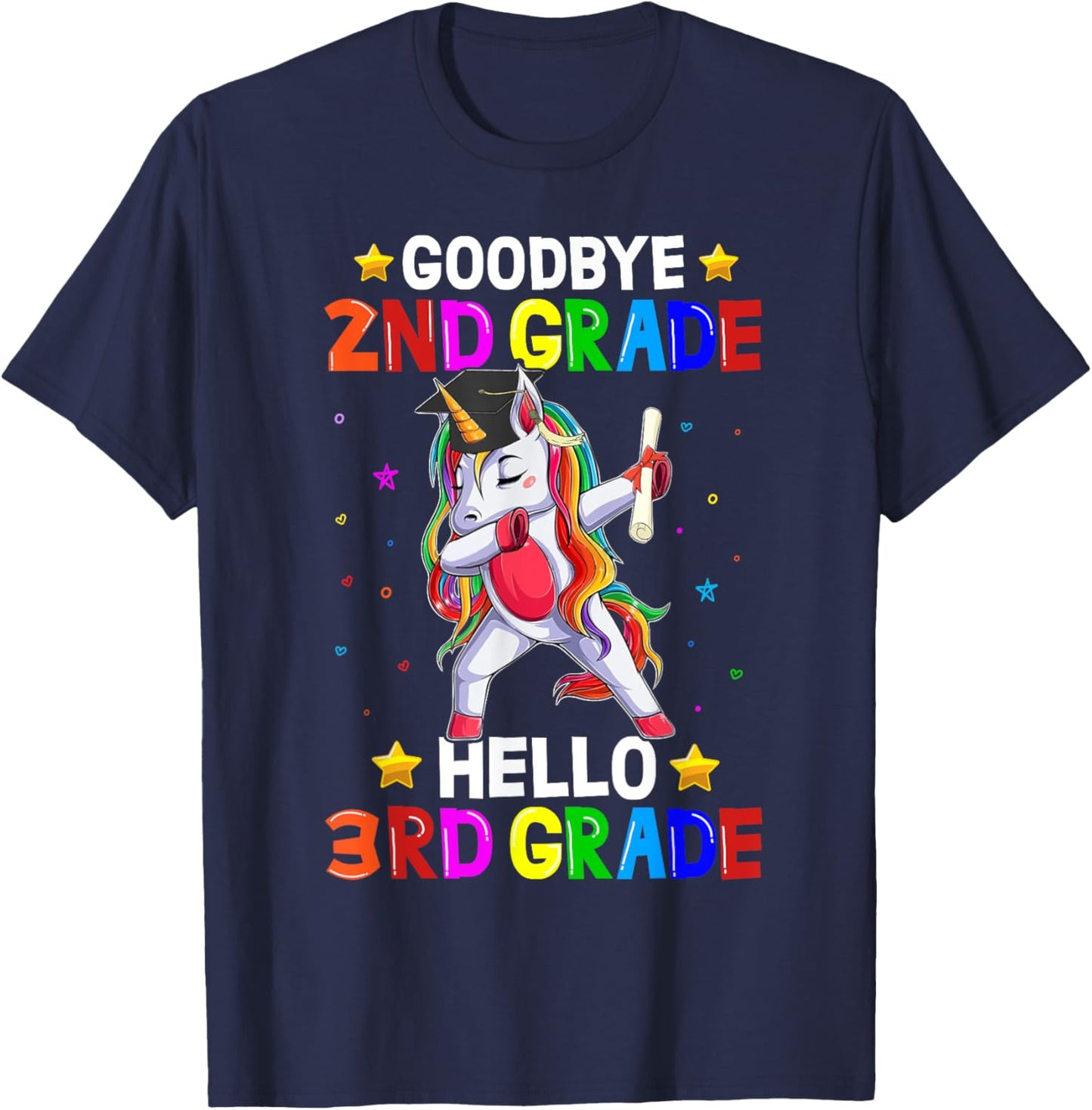 Goodbye 2nd Grade Hello 3rd Grade Unicorn Back To School Kid T-Shirt - T-Shirt | Navy