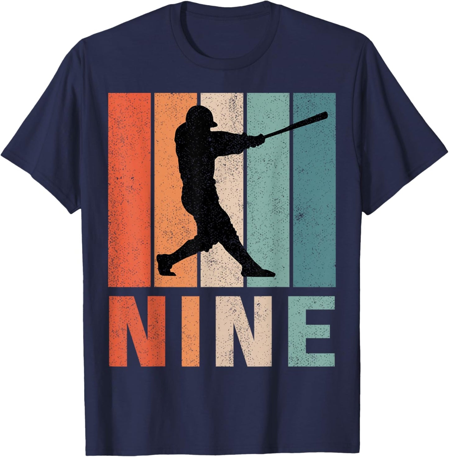 9th Birthday Retro Baseball Player Boys Kids 9 Years Old T-Shirt - T-Shirt | Navy