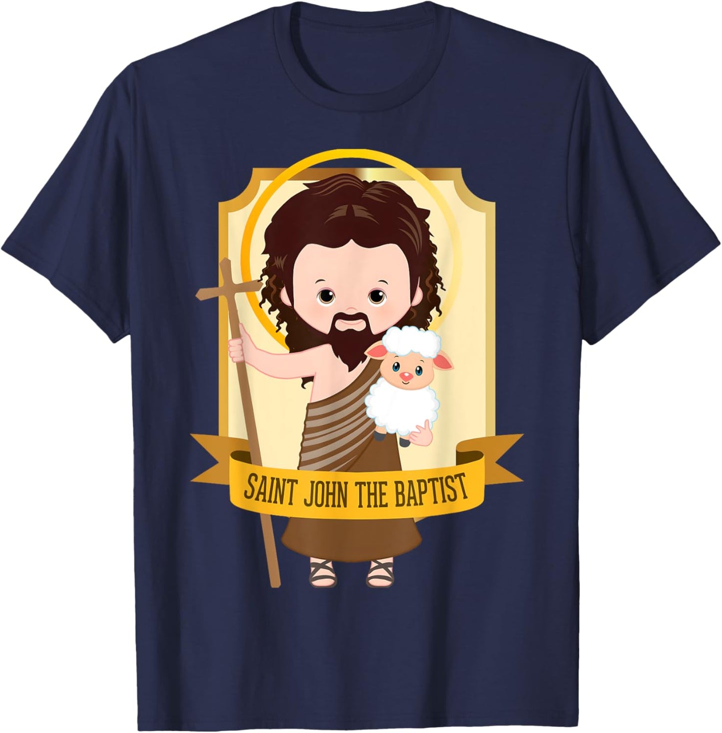 Saint John the Baptist Bible Gospel Cute Catholic Saint Kids T-Shirt - T-Shirt | Navy