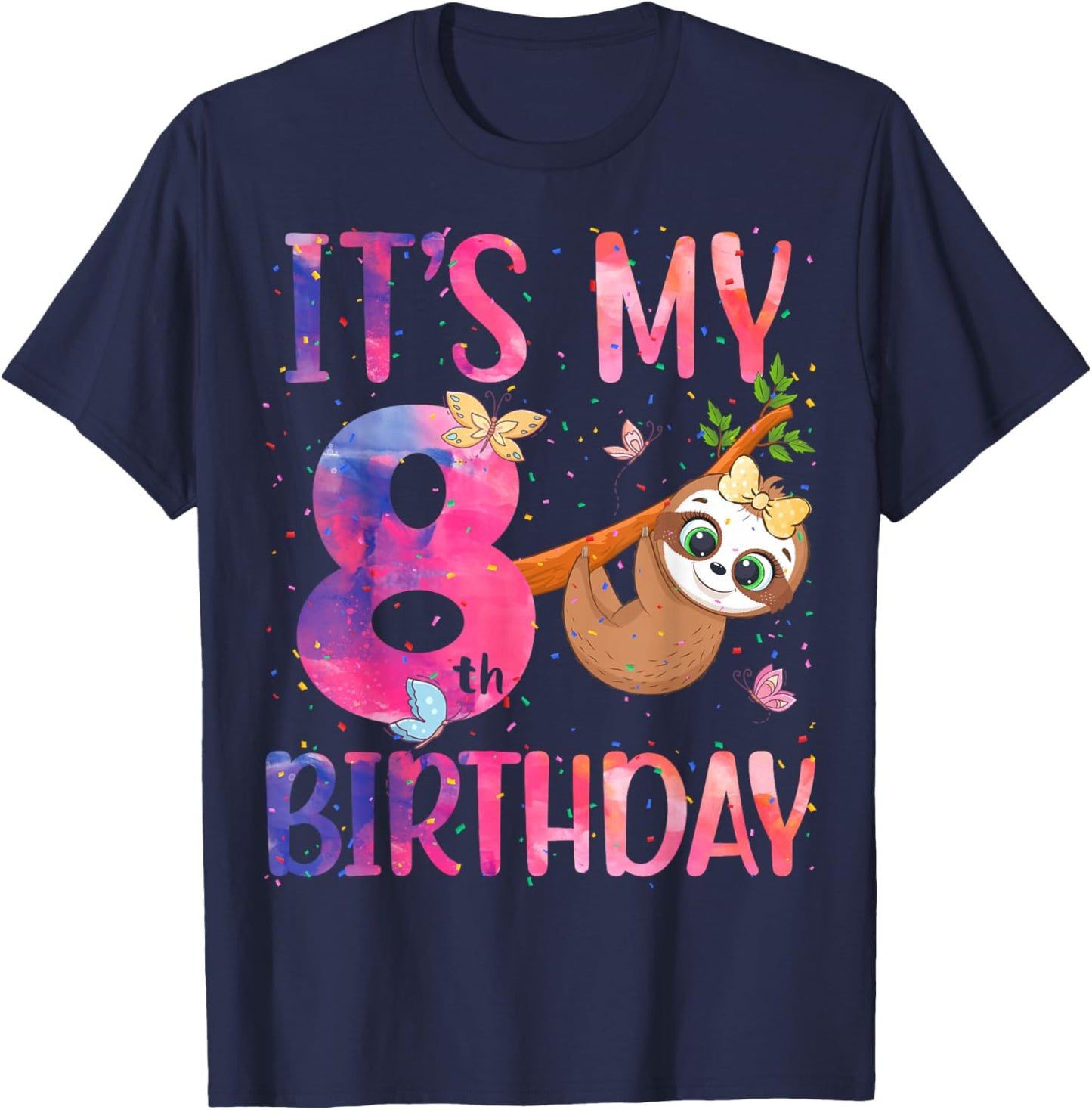 It's My 8th Birthday Eighth Anniversary 8 Year Old Bday T-Shirt - T-Shirt | Navy