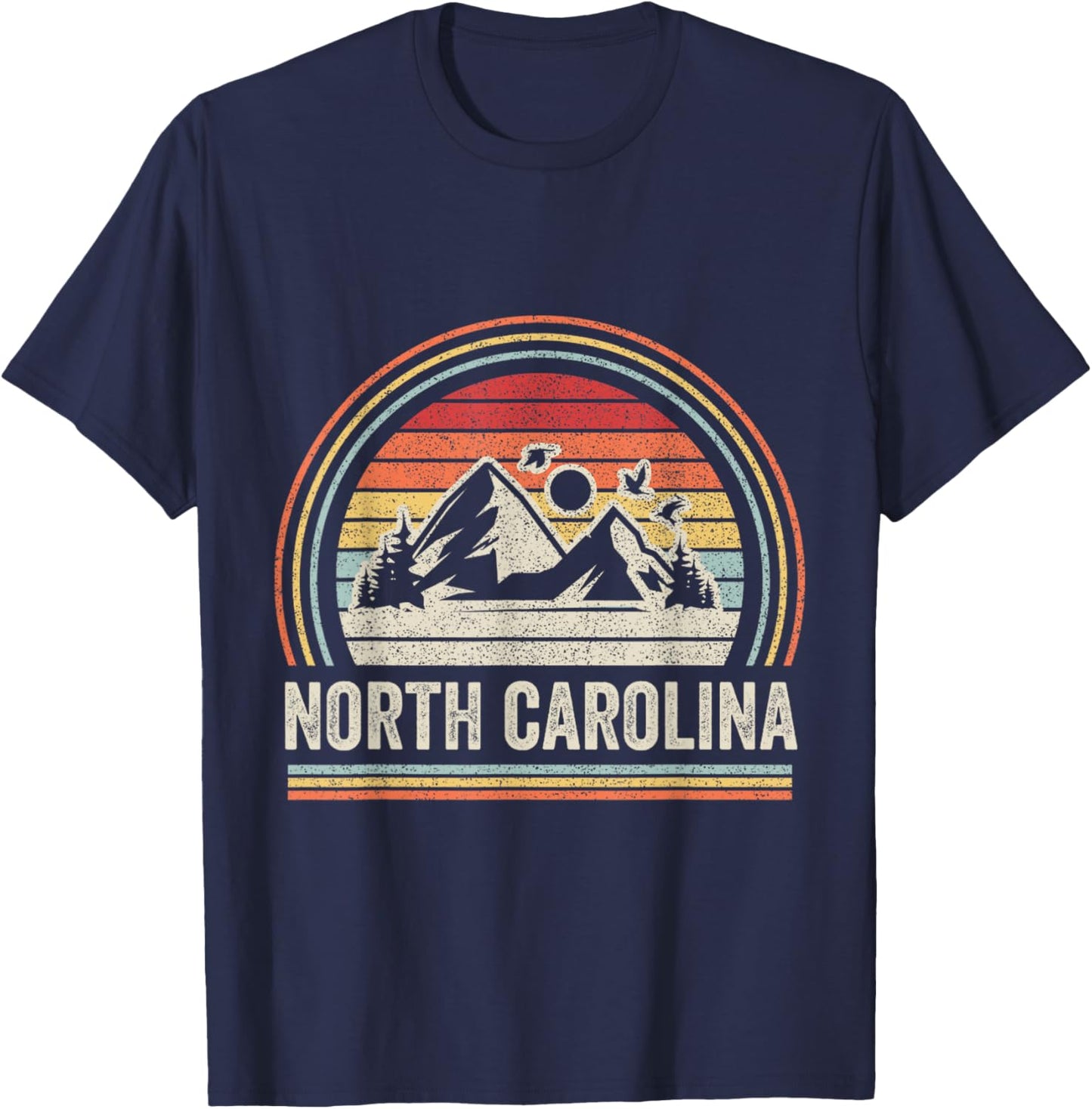 Retro Vintage North Carolina NC Mountains T-Shirt - T-Shirt | Navy