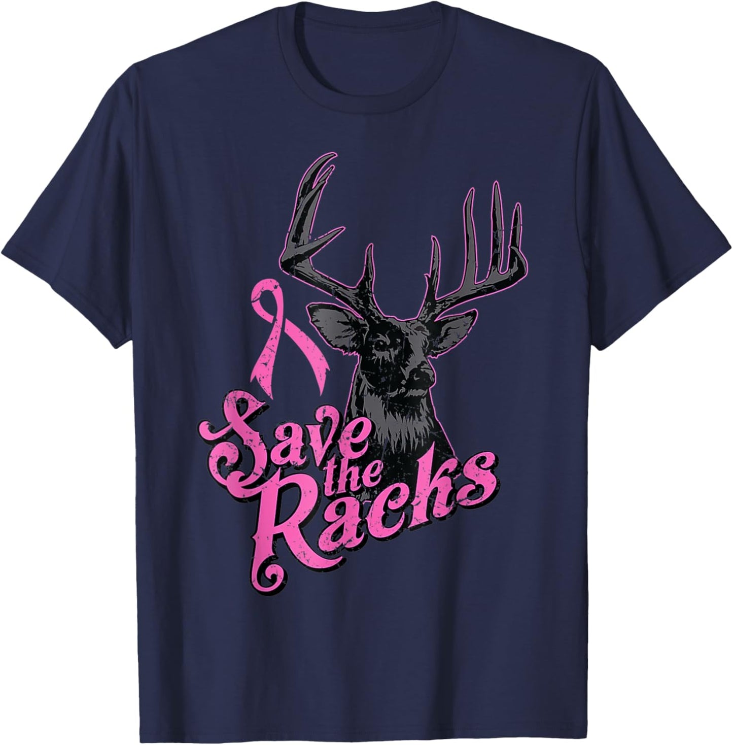 Save the Racks - Breast Cancer Awareness T-Shirt - T-Shirt | Navy