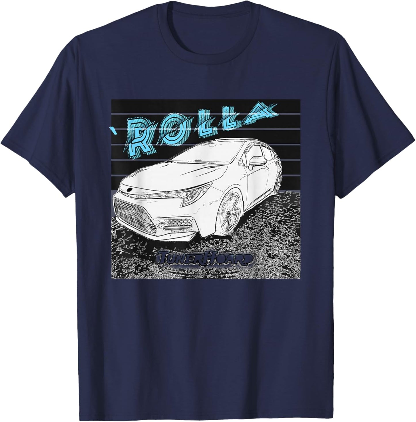 JDM Rolla E210 Corolla Hatchback Sedan 12th Gen Cool Car POP T-Shirt - T-Shirt | Navy