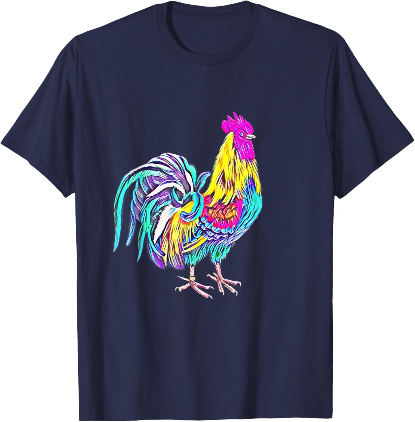 Rooster Chicken Farmer colorful Farm Animals Chickens T-Shirt - T-Shirt | Navy